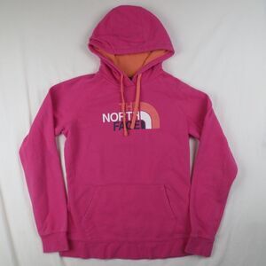 North Face Half Dome Hoodie Womens Medium Pink Big Logo Pullover Hiking Outdoors